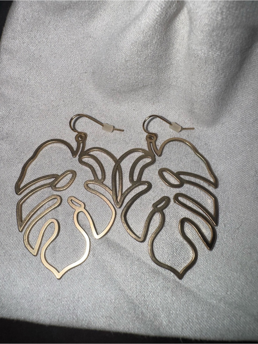 Gold Monstera Leaf Drop Earrings - Women Jewelry